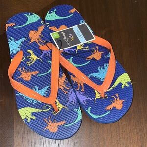 Kids Dinosaur Flip Flops - Blue and Orange